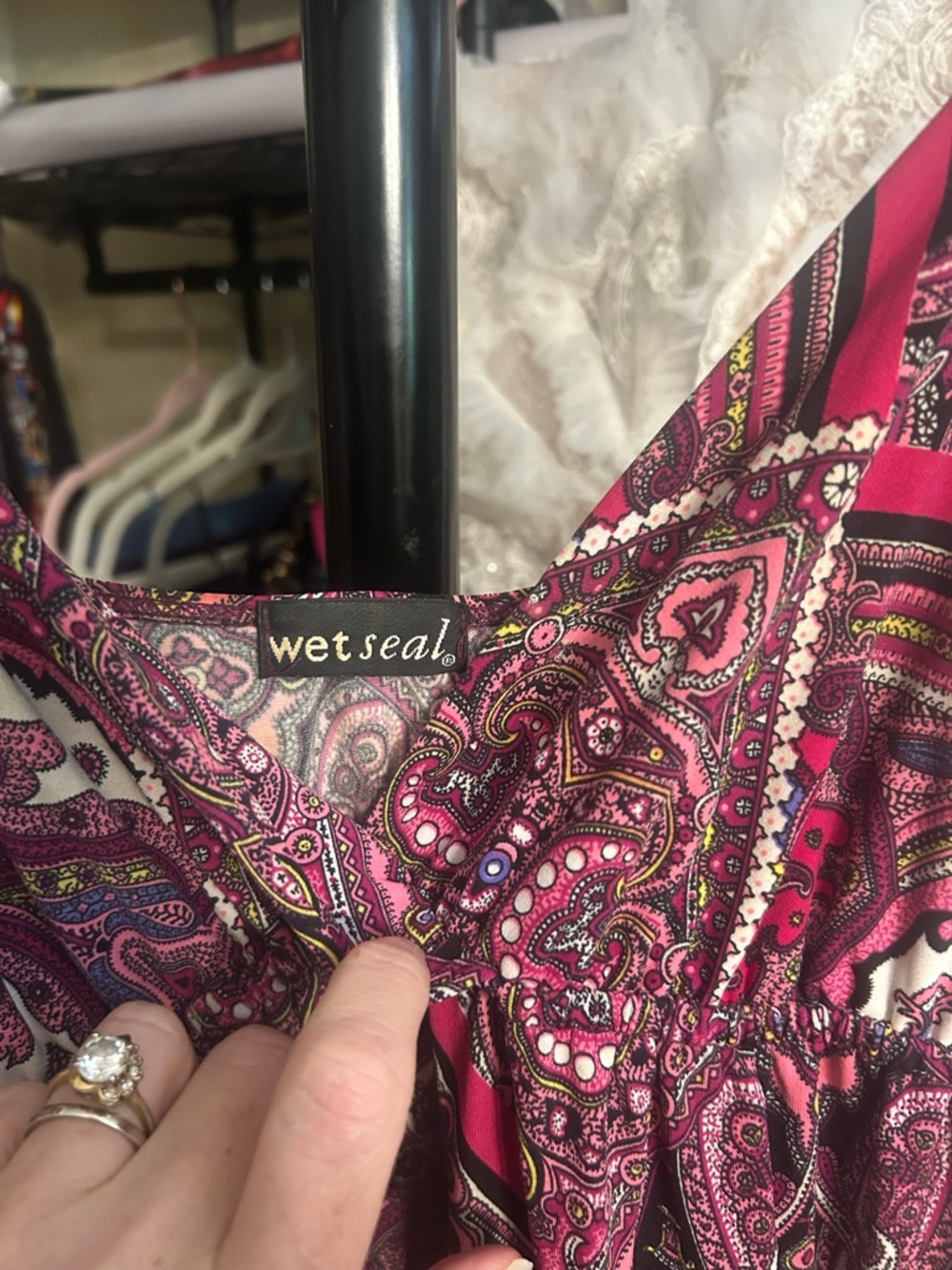 Vintage Wet Seal Y2K Paisley Maxi Dress Pink Boho Festival S‎ - Picture 6 of 9